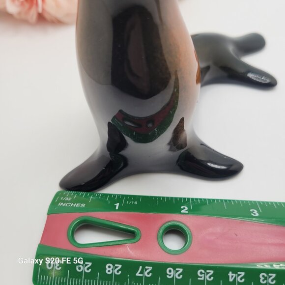 Vintage Brown Glaze  Seal Sea Lion Figurine Chestnut Brown Pottery Ceramic - Picture 9 of 9